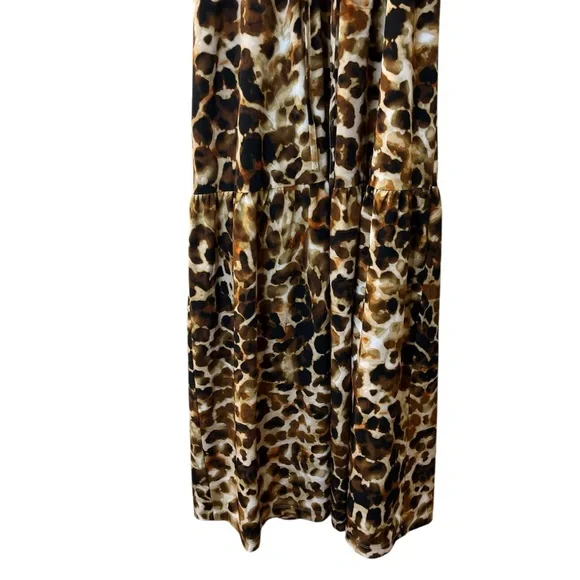 Calvin Klein Animal Print Tie Shoulder Maxi Dress Sz 4 - Picture 7 of 13